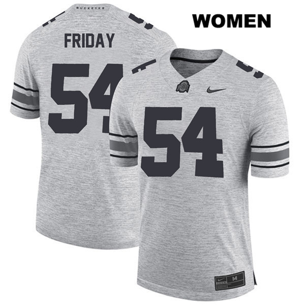 Ohio State Buckeyes Women's Tyler Friday #54 Gray Authentic Nike College NCAA Stitched Football Jersey BT19V03GU